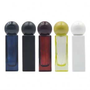 Thick Flat Rectangle 50ml Crimp Glass Perfume Bottle Color Coating Luxury Clamp Parfum Spray Bottle