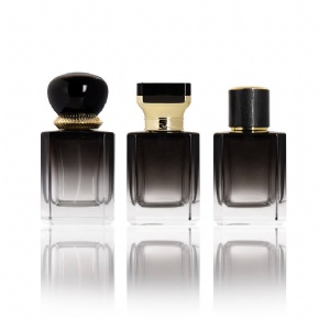 Luxurious Gradient Black 30ml 50ml 100ml Octagonal Perfume Fine Spray Glass Bottle With Different Lid