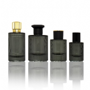 Wholesale Cylinder Stripes 30ml 50ml 100ml Luxury Refillable Empty Perfume Bottles With Lids