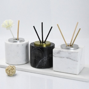 Brass Rim Marble Antique Bottle Scent Wholesale Aroma Diffuser Bottle 50ml Home Decor Incense Top Censer burner
