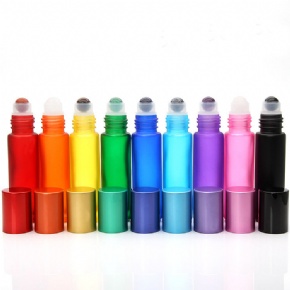 5ml 10ml Frosted Matte Color Empty Refillable Glass Roll on Perfume Bottle Gemstone Roller Ball Essential Oil Roller Bottle