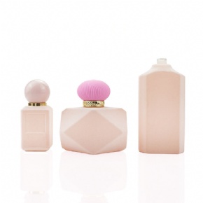 Luxury Pink Flocking Empty 30ml 85ml 100ml Refillable Glass Custom Perfume Bottle With Crimp Spray