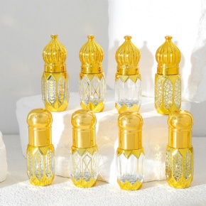 3ml 6ml Gold Essential Oil Roller Electroplated Perfume Repackaged Bottles Travel Portable Glass Empty Containers with Round Cap