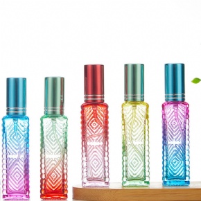 10ml Square Rhombus Modern Style Colored Gradient Glass Perfume Bottles Cosmetics Sample Portable Essential Oil Empty Containers