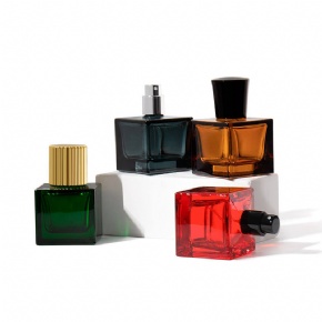 Color Painting 30ml 50ml 100ml Empty Luxury Cube Skin Care Cosmetic Glass Perfume Packing Bottles With Spray Pumps
