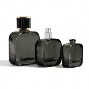 New Design Gray Square Side Mesh Grip Lockable Sprayer Leakproof Fragrance Bottle for Men Perfume