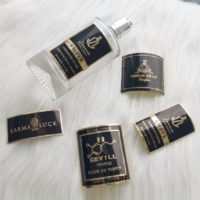 Custom Metallic Embossed Logo Sticker Aluminum Perfume Label Gold Metal Label for Perfume Bottle