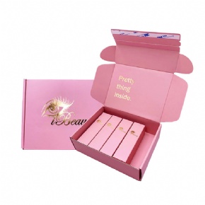 Custom Logo Foldable Clothes Eyelash Underwear Pink Mailing Gift Packaging Cardboard Shipping Mailer Boxes With Tear Strip