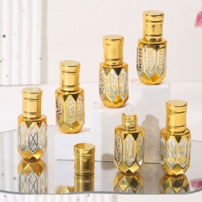 3ml 6ml Gold Essential Oil Roller Electroplated Perfume Repackaged Bottles Travel Portable Glass Empty Containers with Round Cap