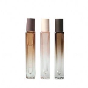 8ml New Style Pink and Coffee Bottle Roll on Bottle Square Thick Bottom Perfume Essential Oil Glass Roller Ball Bottle